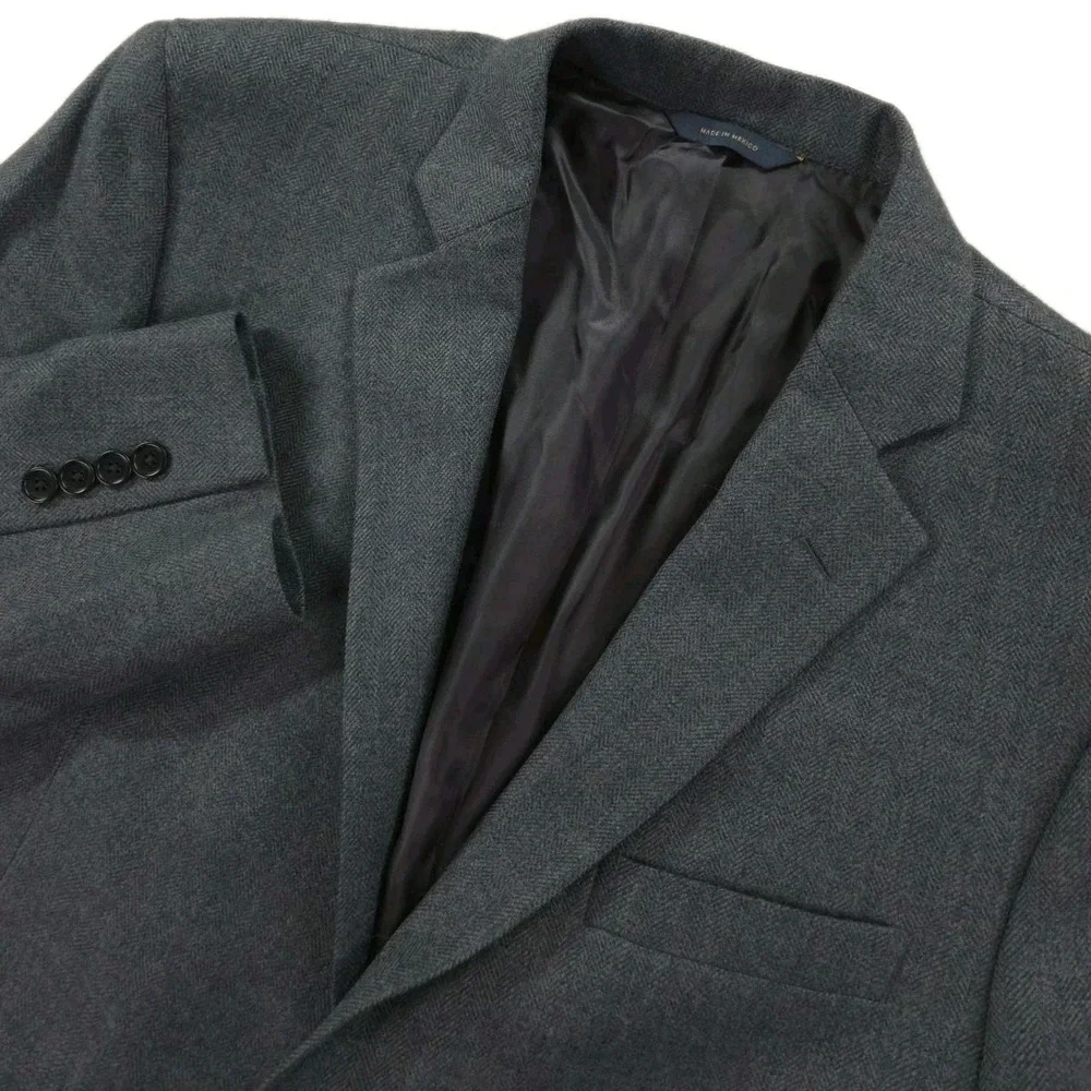 Brooks Brothers Blazer 44R Regent Fit Herringbone‎ Wool Mens Blue